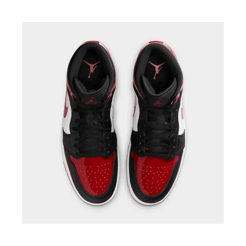 Jordan Retro 1 Mid SE Patent Bred Toe, vista 2